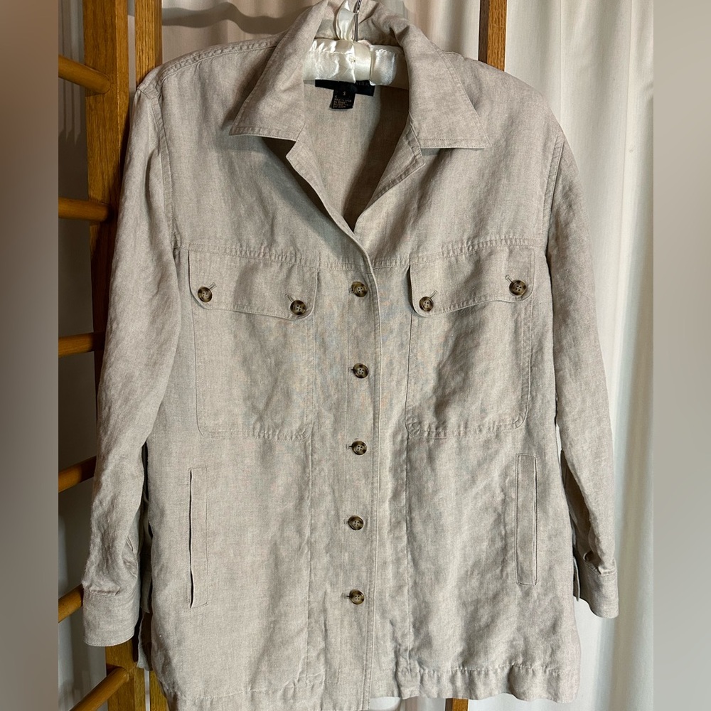 Long Sleeve Linen Geometric Regular Jacket ber21y1112
